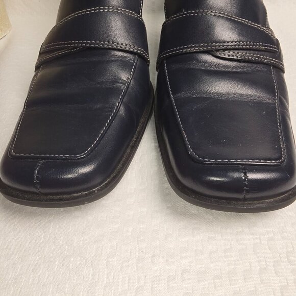 J.G. HOOK BLACK LEATHER SLIP ON HEELED SANDRA SHOE CASUAL SQUARE TOE SIZE 7 - Picture 8 of 8